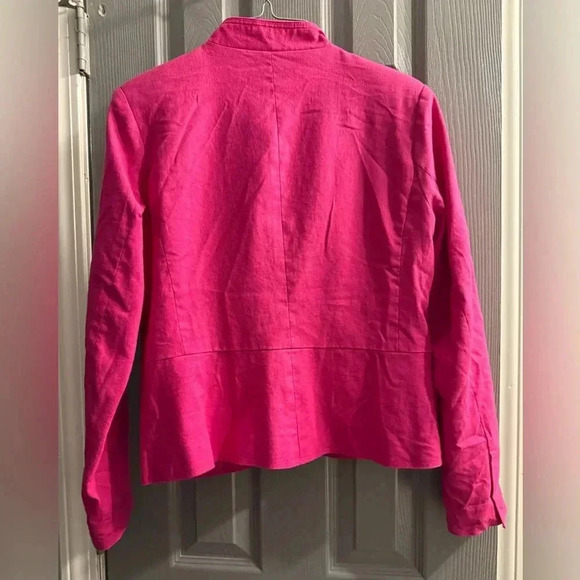 Chadwick’s Classics High collar lined  blazer jacket in pink Linen Blend Size 4 - Picture 5 of 8